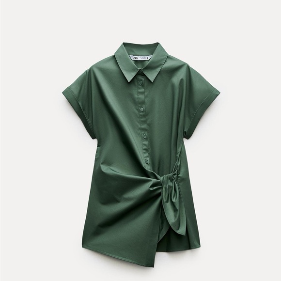 Zara Collection Knotted Poplin Shirt - Picture 1 of 5